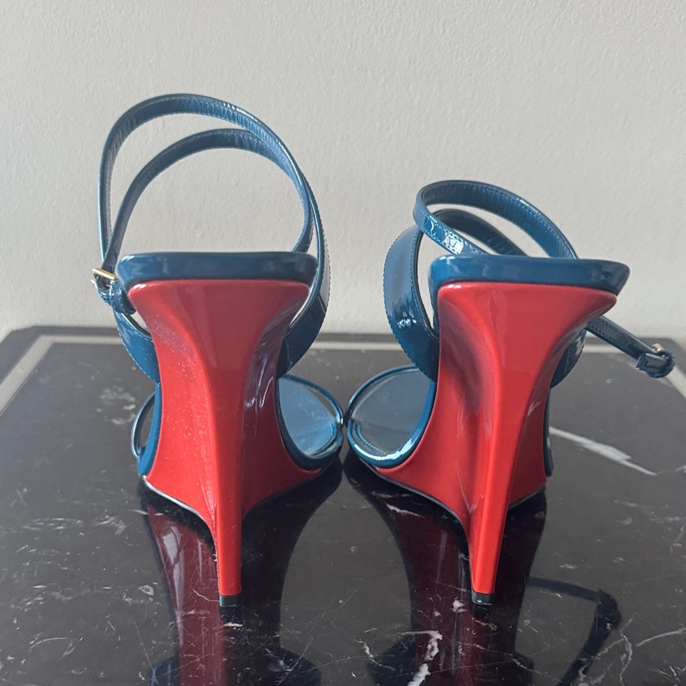 Saint Laurent Salome Blue and Orange Wedge Sandals 39 - Picture 4 of 5